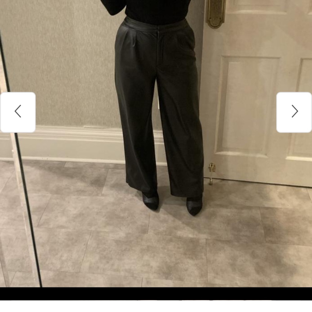 Express super high waisted faux leather pleated wide leg pants